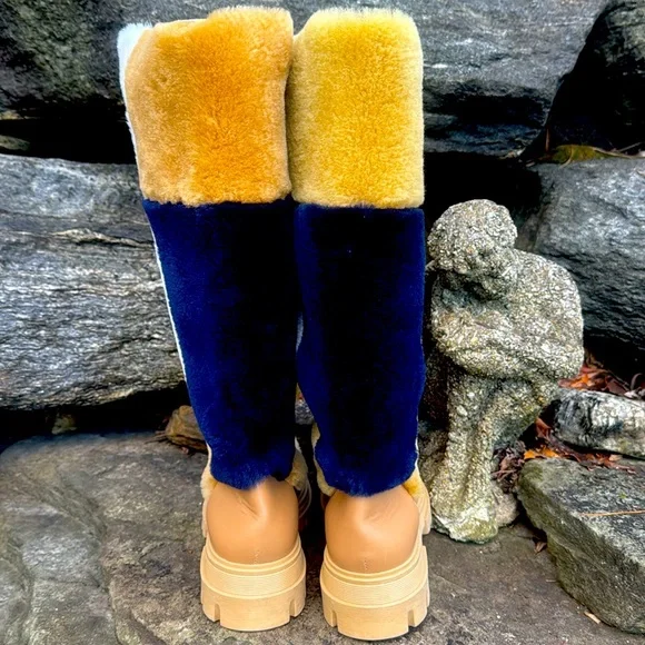 FREE PEOPLE REAL FUR TALL COLORBLOCK BOOTS - 37 EURO/ 7 US ๐๐ค๐คโ๏ธ - Picture 4 of 10
